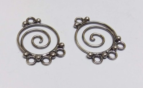 Judy Larson's Bali Style Earrings - , Contemporary Wire Jewelry, Stamping, Stamps, Butane Torch, Soldering, Solder, Drilling, Drill, Tumble the scrolled drops for about an hour